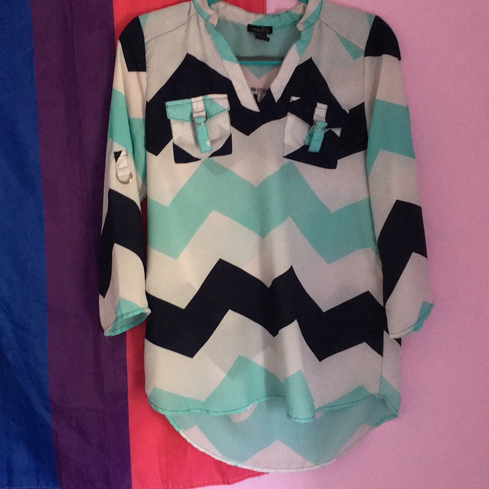 Rue 21 chevron blue tunic blouse S